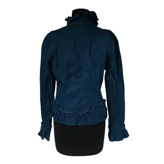 Photo of INC Dark Teal Ruffled Button Up Jacket - Medium