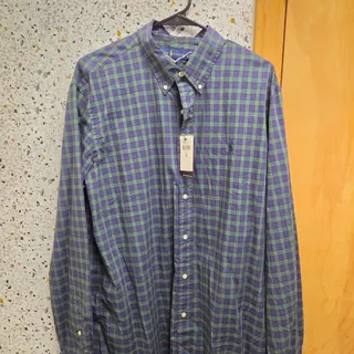 Photo of NWT Ralph Lauren Mens XL Blue Green Plaid Button Down Shirt