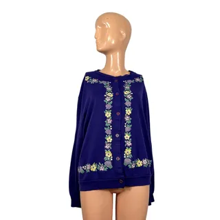 Photo of VTG 90s S Slate Purple Floral Print Cardigan Grandmacore Cozy Retro Cottagecore