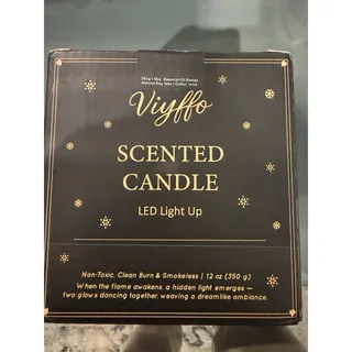 Photo of Viyffo LED Scented Soy Wax Candle 12 oz Red Round Glass Jar Holiday