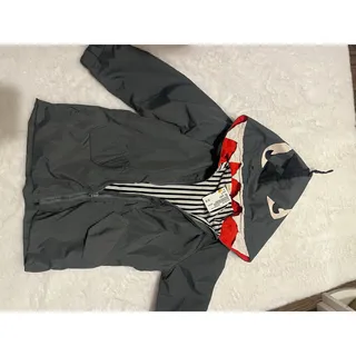 Photo of Kids Gray Shark Hooded Jacket Size 100 | 3T-4T Novelty Windbreaker Coat
