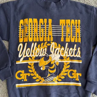 Photo of Vintage 1992 Logo Motion Georgia Tech Yellow Jackets Women XS/S Navy Sweatshirt 