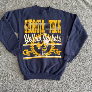 Photo of Vintage 1992 Logo Motion Georgia Tech Yellow Jackets Women XS/S Navy Sweatshirt 