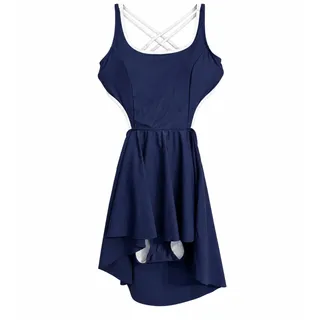 Photo of RIHOAS Navy White Swim Dress One Piece Swimsuit Crisscross Back Size L
