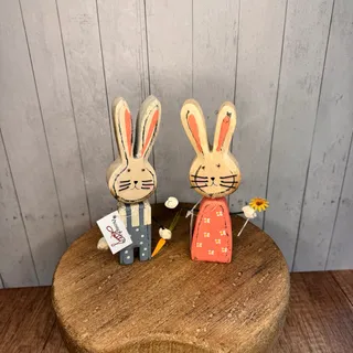 Photo of Wood Bunny Sitter Set Skippy Bunny Sunny Tiny Bunny Easter Bunny Home Decor