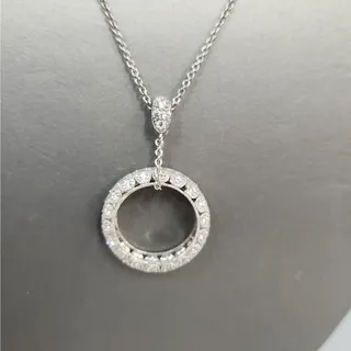 Photo of 925 Sterling Silver CZ Halo Pendant Necklace 18"