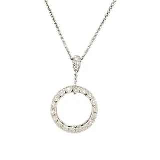 Photo of 925 Sterling Silver CZ Halo Pendant Necklace 18"