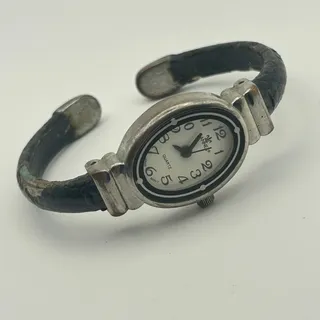 Photo of Vintage Cannes Silver and Black Women’s Cuff Watch Working New Battery 
