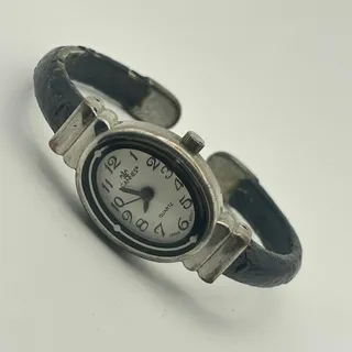 Photo of Vintage Cannes Silver and Black Women’s Cuff Watch Working New Battery 