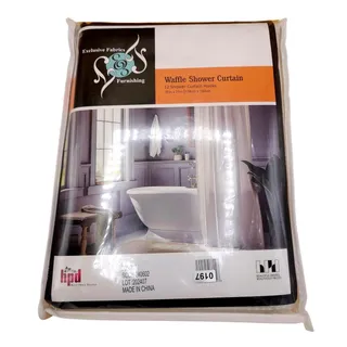Photo of Half Price Drapes Modern Waffle Shower Curtain 12 Hooks 70x71 Beige Washable NIB