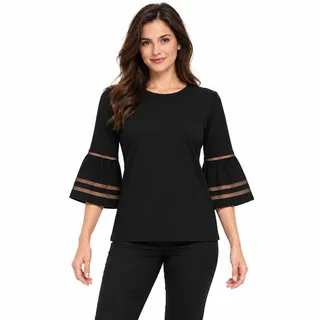 Photo of Ralph Lauren Black Bell Sleeve Cotton Top EUC Size XS