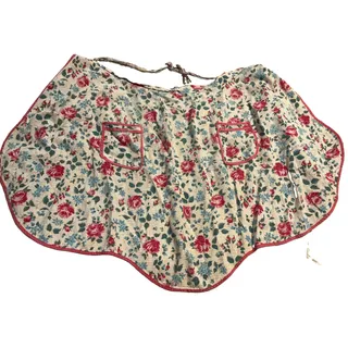Photo of Vintage Floral Print Half Apron Tie Back Rick Rack Granny Chic 40’s 50’s Pocket