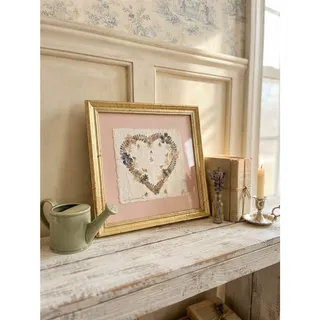 Photo of Vintage 90's cottagecore shabby chic matted and framed pressed flower art