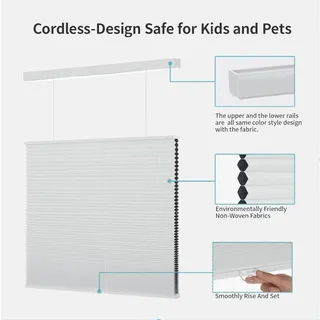 Photo of 2 - Top Down Bottom Up Cellular Shades White 26x50 & 27x48 Cordless Blinds