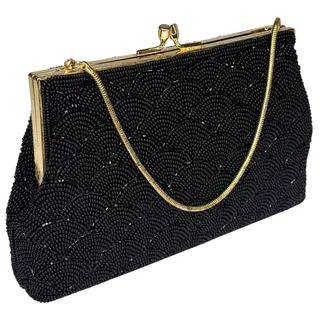 Photo of Hong Kong Bead Evening Clutch Gold Chain Foldaway Strap Evening Bag Kisslock