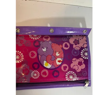 Photo of Vtg 2003 CARE BEARS Large Zip Up 3-Ring Binder Notebook Pencil Pouch 10” X 12”