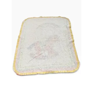 Photo of Vintage Noah’s Ark Baby Quilt Blanket 36x24 Nursery Animals Rainbow Ruffle Trim