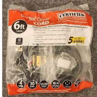Photo of Certified Appliance Electric Dryer Power Cord Replacement 6ft Heavy Duty