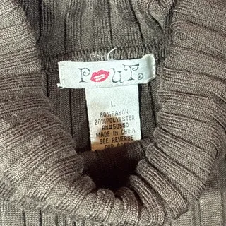 Photo of POUT Women’s Size L Brown Ribbed Turtleneck Sweater Top Y2K Emo Goth Scene