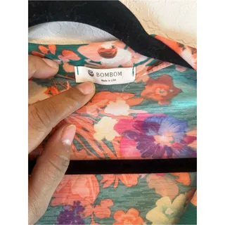Photo of BomBom Floral Surplice Flutter Sleeve Top peplum cottagecore casual size Large