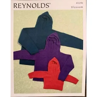 Photo of New 2005 Reynolds 82296 Blossom Child Adult Hooded Pullover Knitting Pattern