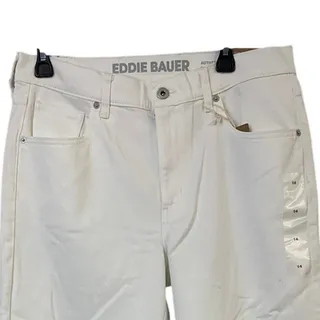 Photo of New Eddie Bauer Womens 14 White Authentic Voyager Everyday Crop High Rise Jeans