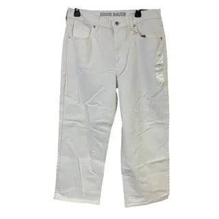 Photo of New Eddie Bauer Womens 14 White Authentic Voyager Everyday Crop High Rise Jeans
