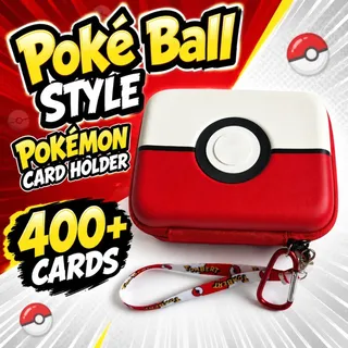 Photo of Pokémon Card Case, Holds 400+ Cards, Red & White Poké Ball Style, Hard-Shell