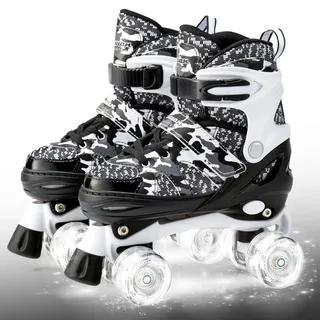 Photo of Boys and Girls Roller Skates Size Small (10-12 US) Adjustable, Light Up Wheels