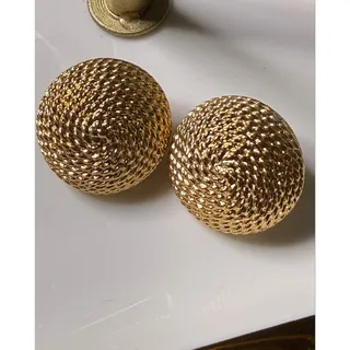 Photo of Vintage Monet Gold Tone Textured Dome Clip Earrings 1980s