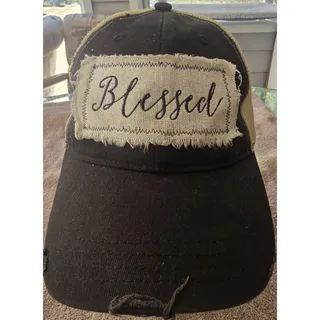 Photo of Blessed Cap Hat Genevieve Gail Brown Mesh Snapback Adjustable Distressed