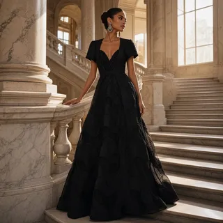 Photo of Dress the Population Black Textured Gown XXS NWT 