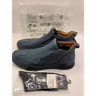 Photo of Men’s US 13 EU 47 Blue Casual Walking Shoes Side Zip Comfort Loafers New