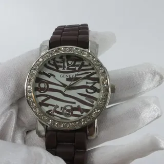 Photo of Geneva Zebra Print Watch Wristwatch Women's Chocolate Brown