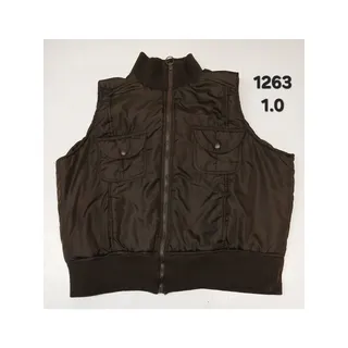 Photo of Pink SOUP (3X) Brown Cropped Puffer Vest Sleeveless Jacket 