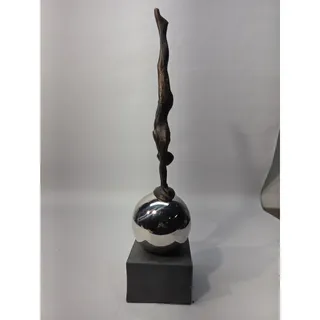 Photo of Augustolo Statuary with Steel Sphere Sculpture Bronze Sculpture Art Deco