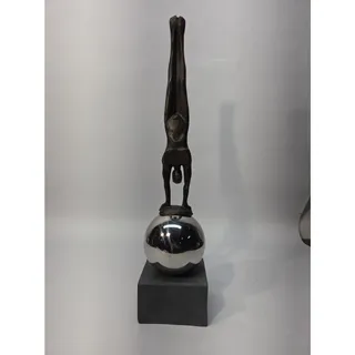 Photo of Augustolo Statuary with Steel Sphere Sculpture Bronze Sculpture Art Deco