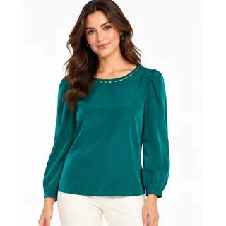 Photo of J.Crew Scalloped Cutout Silk Blouse Emerald Green EUC Size 8
