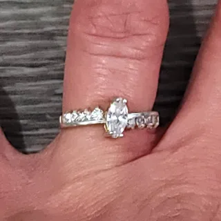 Photo of Sterling Silver Marquise Cut Ring With Accents Size 7