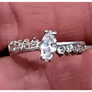 Photo of Sterling Silver Marquise Cut Ring With Accents Size 7