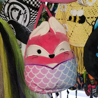 Photo of Squishmallows Fifi Fox Mermaid Halloween Pail NWT 2024 Plush Salmon Pink