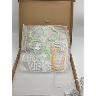 Photo of Lucky Vibes LED Neon Sign Shamrock Pint Glass Wall Light USB New Open Box