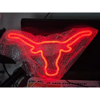 Photo of Longhorn Bull Head LED Neon Sign Orange USB Wall Decor 14.9 x 8.4 in