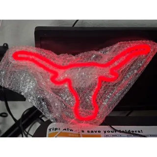 Photo of Longhorn Bull Head LED Neon Sign Orange USB Wall Decor 14.9 x 8.4 in