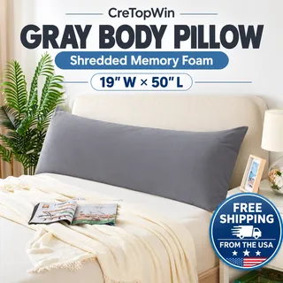 Photo of Body Pillow, Gray, Shredded Memory Foam 19"W x 50"L by CreTopWin