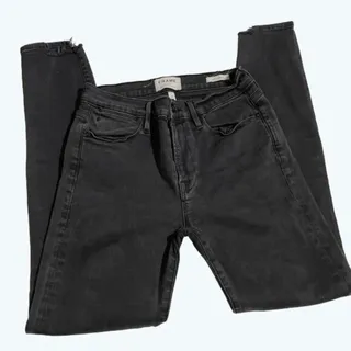 Photo of FRAME Denim Jeans Womens 28 Black Skinny Stretch Raw Frayed Hem Designer Ankle