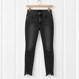 Photo of FRAME Denim Jeans Womens 28 Black Skinny Stretch Raw Frayed Hem Designer Ankle