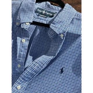 Photo of Ralph Lauren Classic Fit Blue Gingham Button Down Shirt Mens XL
