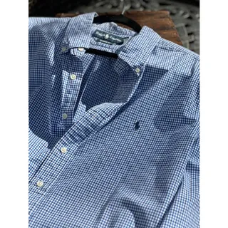 Photo of Ralph Lauren Classic Fit Blue Gingham Button Down Shirt Mens XL