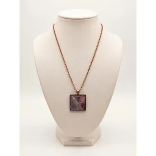 Photo of Handmade Abstract Painted Cabochon Pendant Necklace 30”